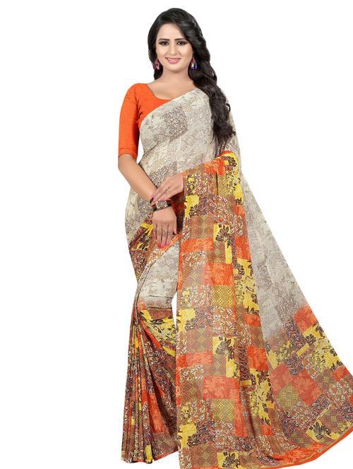 abstract printed saree with blouse - 16338598 - Very Small Image - 1