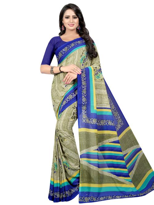 floral printed saree with blouse - 16338604 - Very Small Image - 1