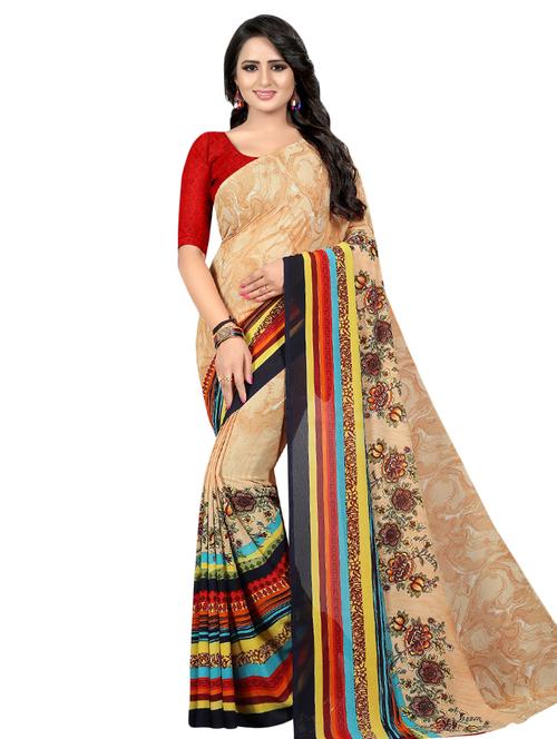 floral printed saree with blouse - 16338606 - Very Small Image - 1