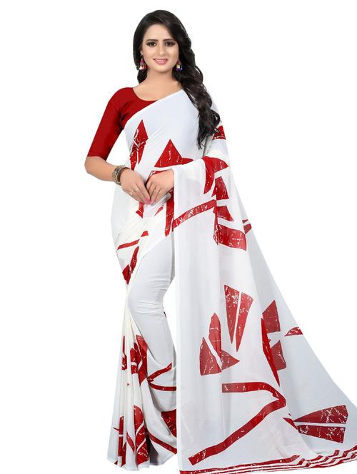 color block printed saree with blouse - 16338608 - Very Small Image - 1