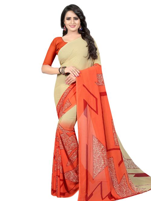 geometrical printed saree with blouse - 16338609 - Very Small Image - 1