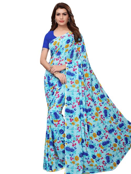 floral printed saree with blouse - 16338623 - Very Small Image - 1