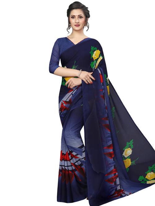 floral printed saree with blouse - 16338638 - Very Small Image - 1