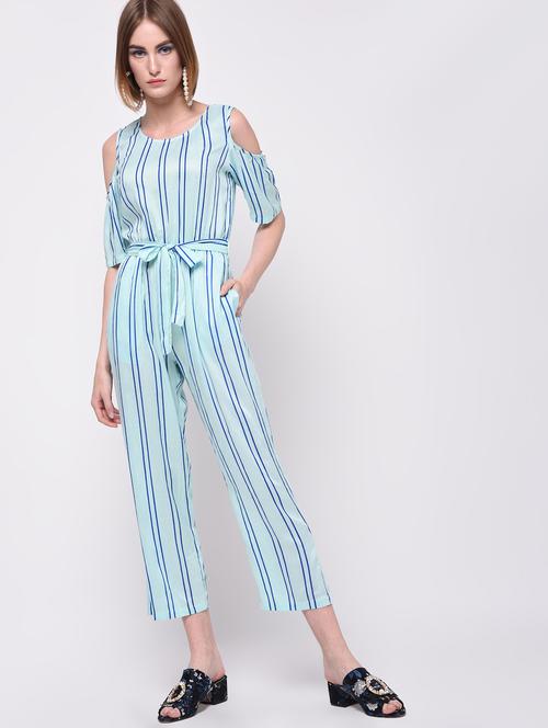 cold shoulder striped jumpsuit - 16339250 - Very Small Image - 1