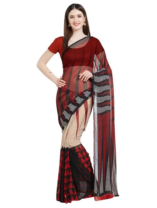 geometrical printed saree with blouse - 16339367 - Very Small Image - 1