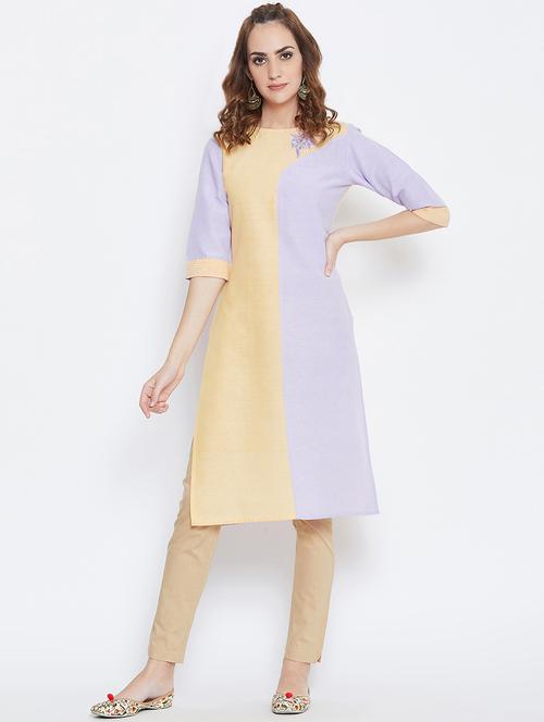 color block straight kurta - 16340513 - Very Small Image - 1