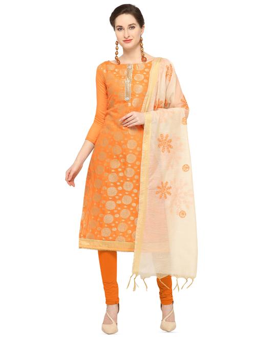 zari motifs unstitched churidaar suit - 16340726 - Very Small Image - 1