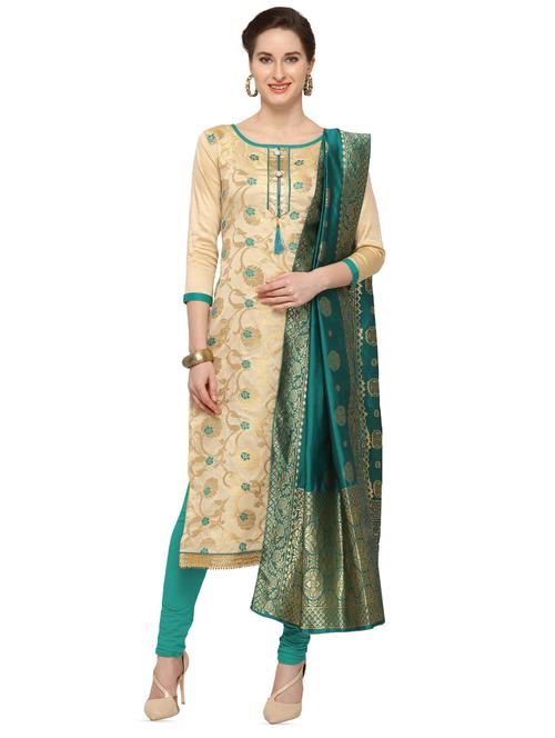 zari motifs unstitched churidaar suit - 16340727 - Very Small Image - 1