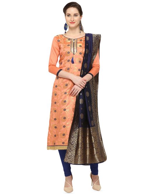 zari motifs unstitched churidaar suit - 16340729 - Very Small Image - 1
