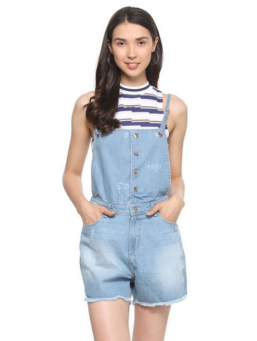 frayed hem distressed dungaree - 16340988 - Very Small Image - 1