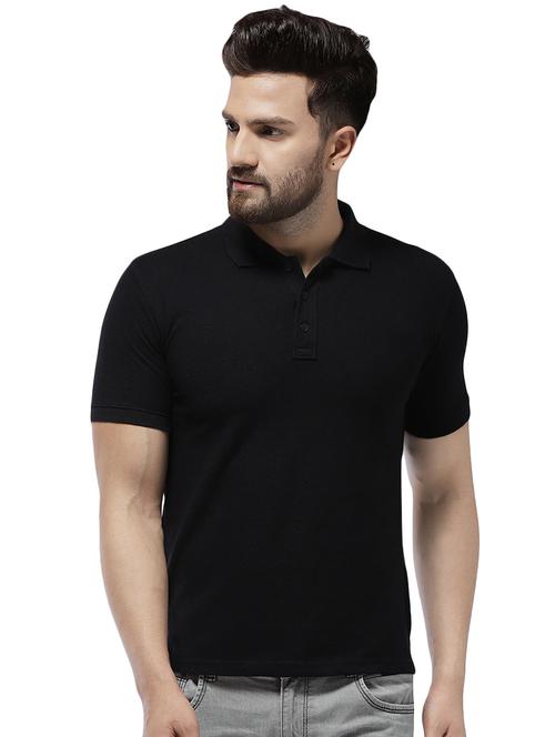 black solid polo t-shirt - 16341123 - Very Small Image - 1