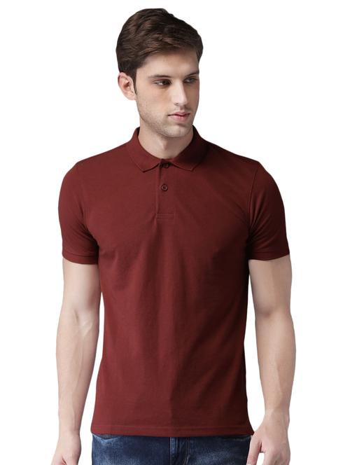 maroon solid polo t-shirt - 16341194 - Very Small Image - 1