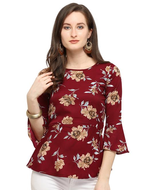 bell sleeved floral top - 16341445 - Very Small Image - 1