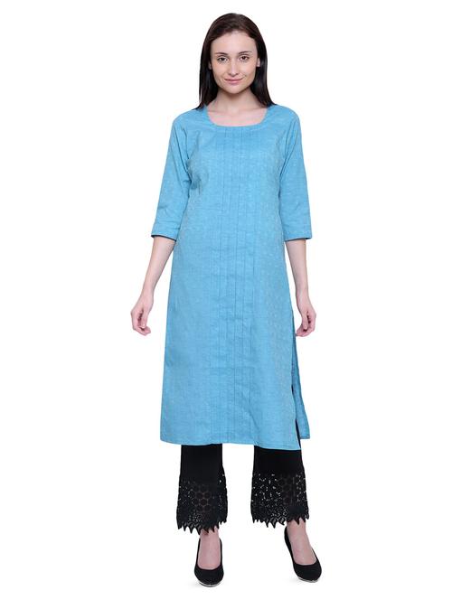 jacquard straight kurta - 16341545 - Very Small Image - 1