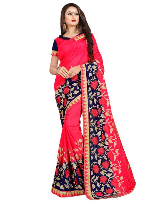 floral embroidered saree with blouse - 16341580 - Very Small Image - 1