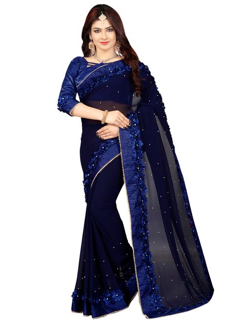 pearl embellished saree with blouse - 16341606 - Very Small Image - 1