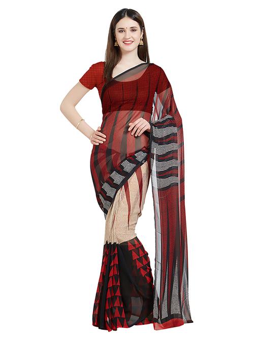 geometrical printed saree with blouse - 16341653 - Very Small Image - 1