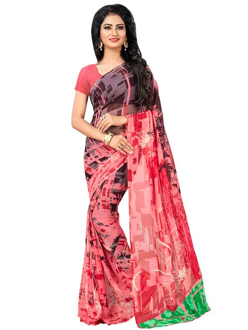 abstract printed saree with blouse - 16341658 - Very Small Image - 1