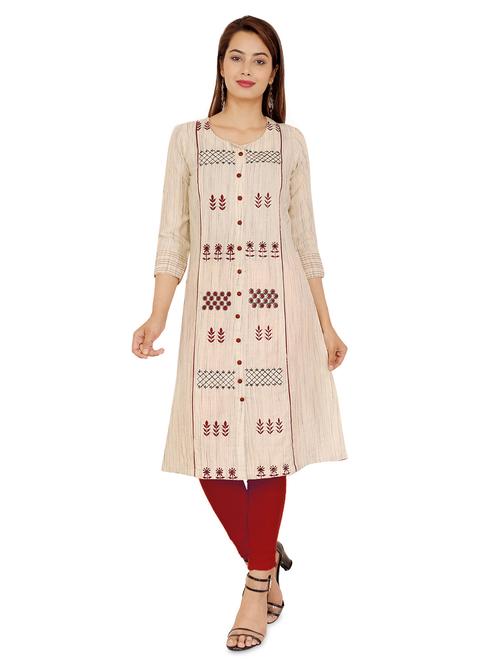 embroidered a-line kurta - 16341680 - Very Small Image - 1