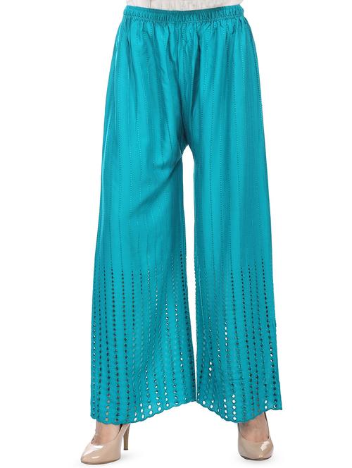 embroidered flared palazzo - 16342239 - Very Small Image - 1