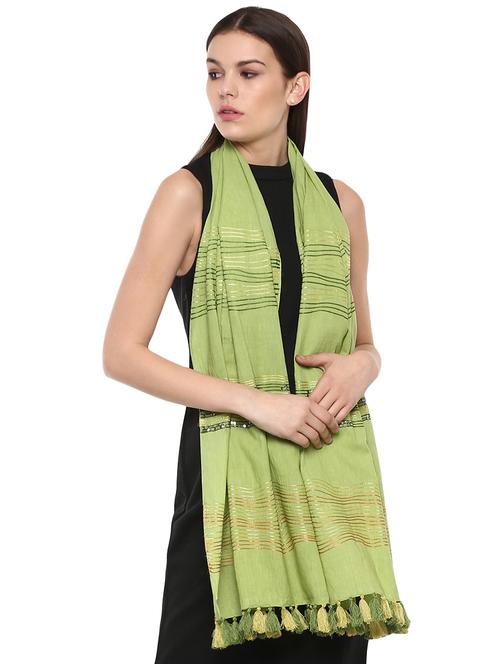 green cotton stole - 16345115 - Very Small Image - 1