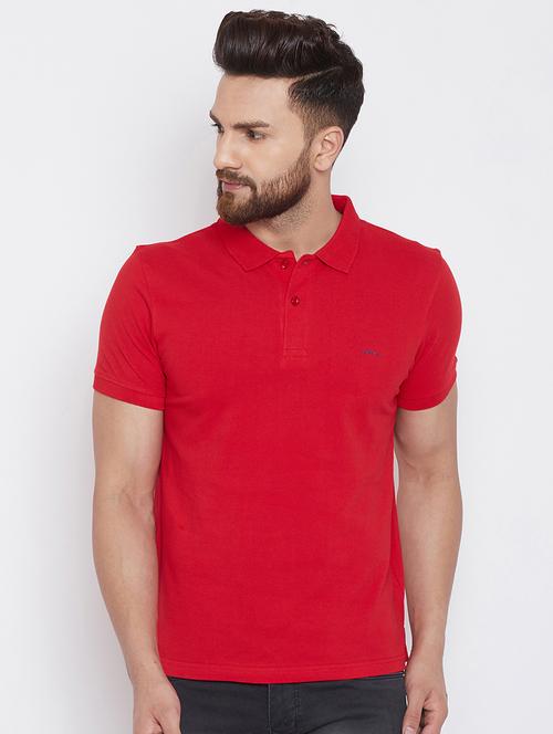 red solid polo t-shirt - 16345128 - Very Small Image - 1