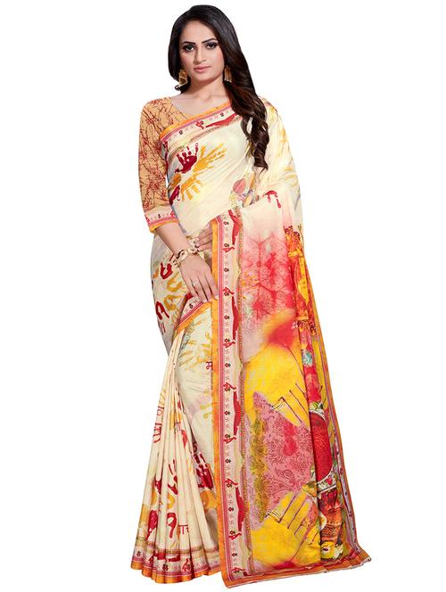 printed kanjivaram saree with blouse - 16345169 - Very Small Image - 1