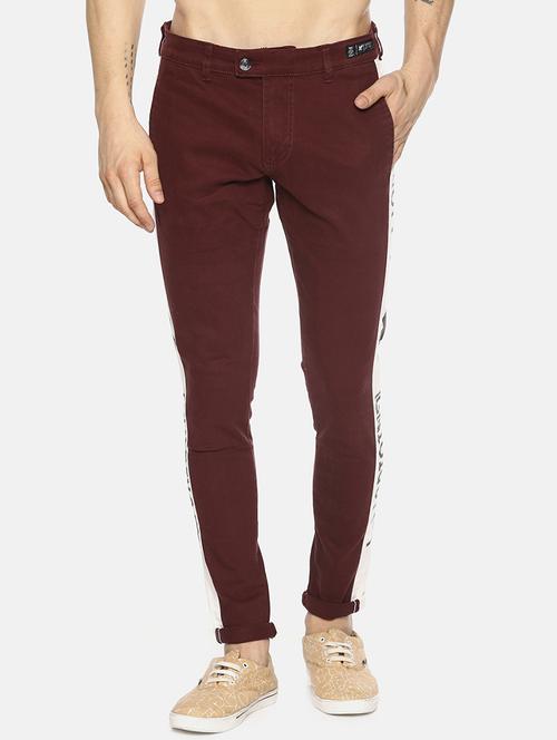 red side striped flat front chinos - 16345291 - Very Small Image - 1