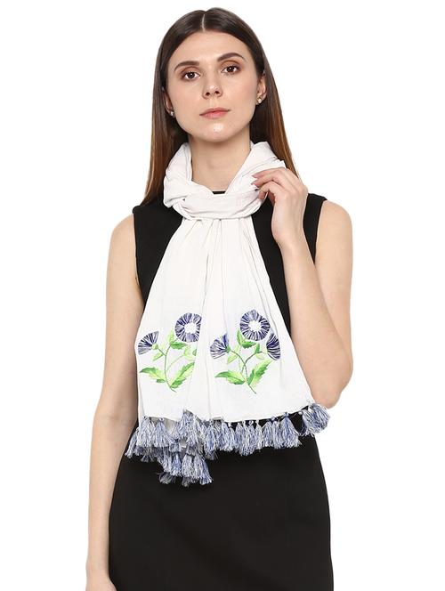white cotton stole - 16345485 - Very Small Image - 1