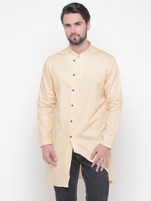 yellow solid asymmetric kurta - 16345580 - Very Small Image - 1