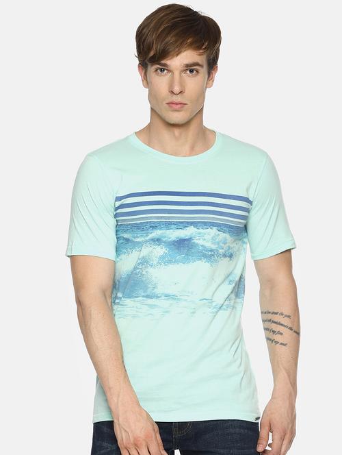 light blue chest print t-shirt - 16345807 - Very Small Image - 1