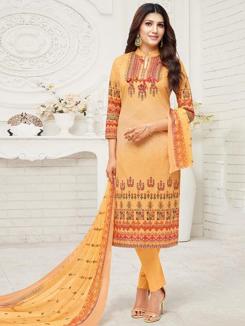 digital printed unstitched straight pant suit - 16345869 - Very Small Image - 1