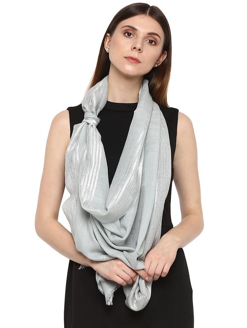 frayed hem striped wool stole - 16345925 - Very Small Image - 1
