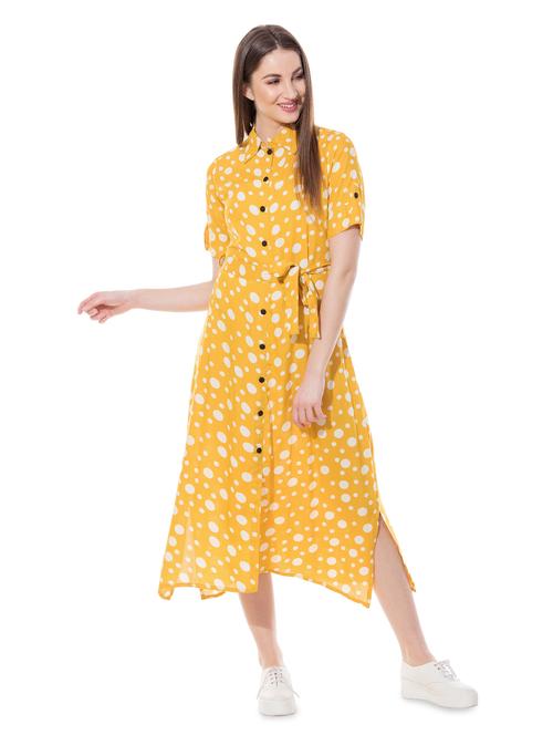 tie front side slit shirt dress - 16346236 - Very Small Image - 1