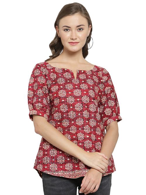 notch neck curved hem top - 16346252 - Very Small Image - 1