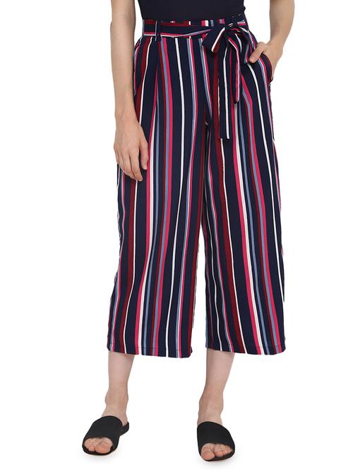 tie front striped culottes - 16346284 - Very Small Image - 1
