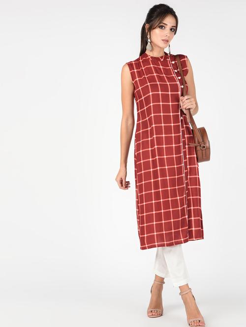 checkered kurta pant set - 16346394 - Very Small Image - 1