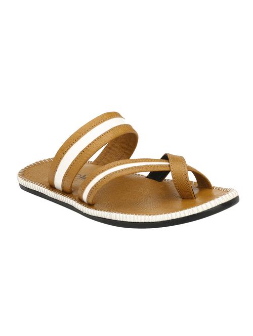 tan leatherette slip on slippers - 16346585 - Very Small Image - 1