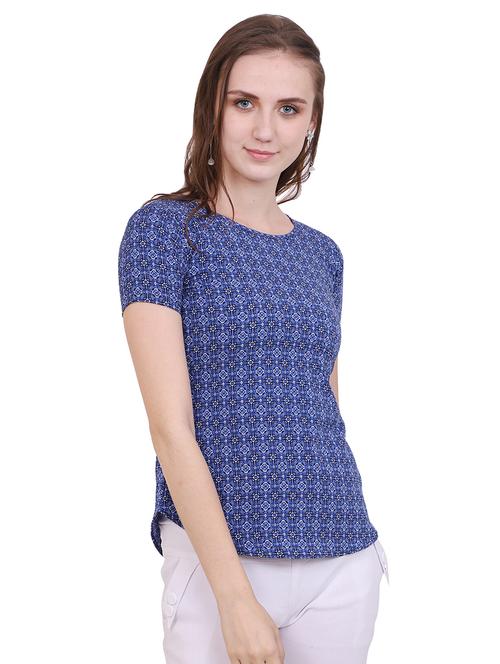 curved hem round neck top - 16346690 - Very Small Image - 1