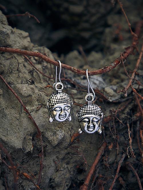 silver oxidized drop earring - 16346848 - Very Small Image - 1