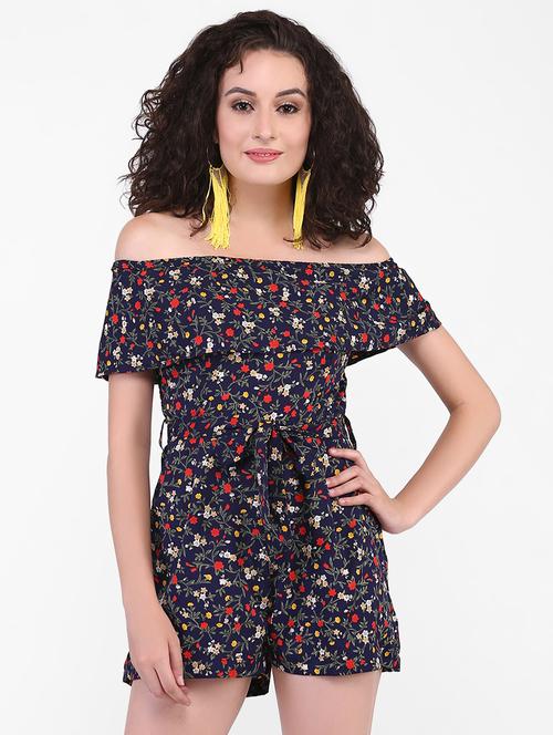 tie knot front floral romper - 16346870 - Very Small Image - 1