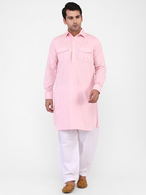 pink solid pathani set - 16346903 - Very Small Image - 1