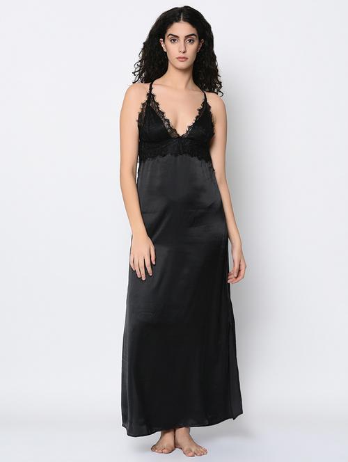 lace detail side slit nighty - 16347039 - Very Small Image - 1