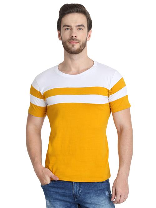 yellow color block cut & sew t-shirt - 16347509 - Very Small Image - 1