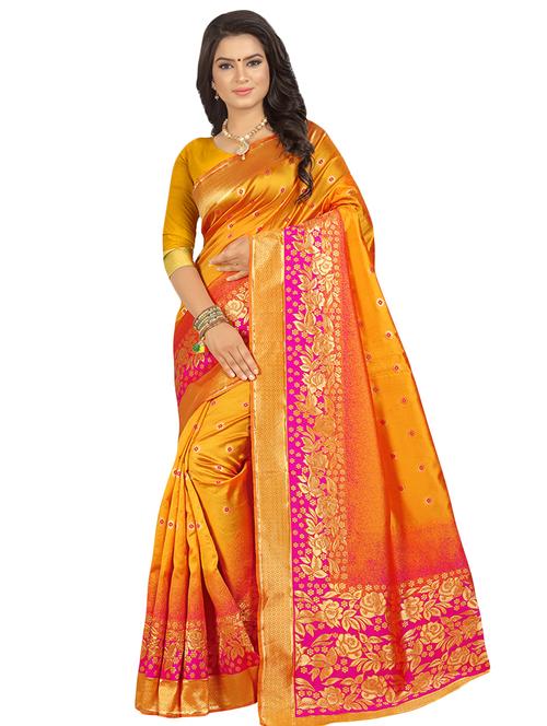 floral banarasi saree with blouse - 16347719 - Very Small Image - 1
