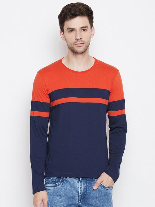 navy blue color block t-shirt - 16348096 - Very Small Image - 1