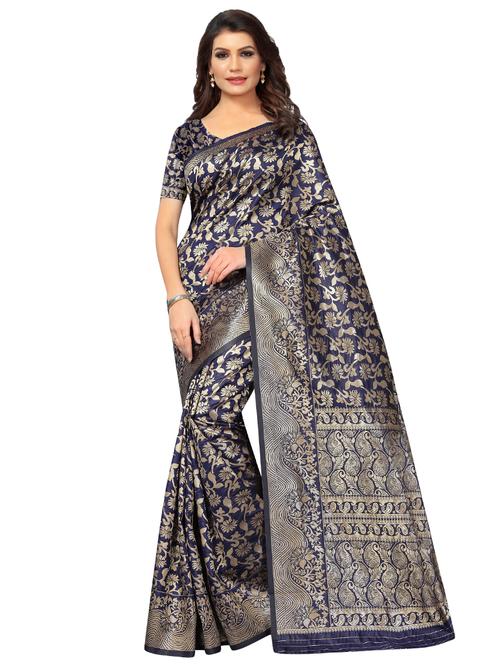 floral zari motif kanjivaram saree with blouse - 16348247 - Very Small Image - 1