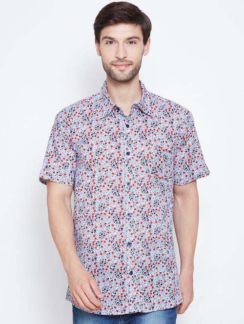 light blue printed casual shirt - 16348893 - Very Small Image - 1