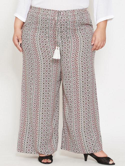 drawstring floral flat front trousers - 16348903 - Very Small Image - 1
