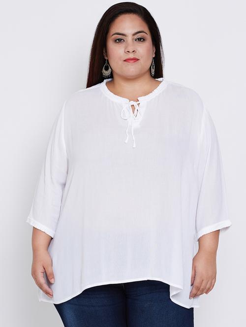 tie up frill neck plus top - 16348929 - Very Small Image - 1